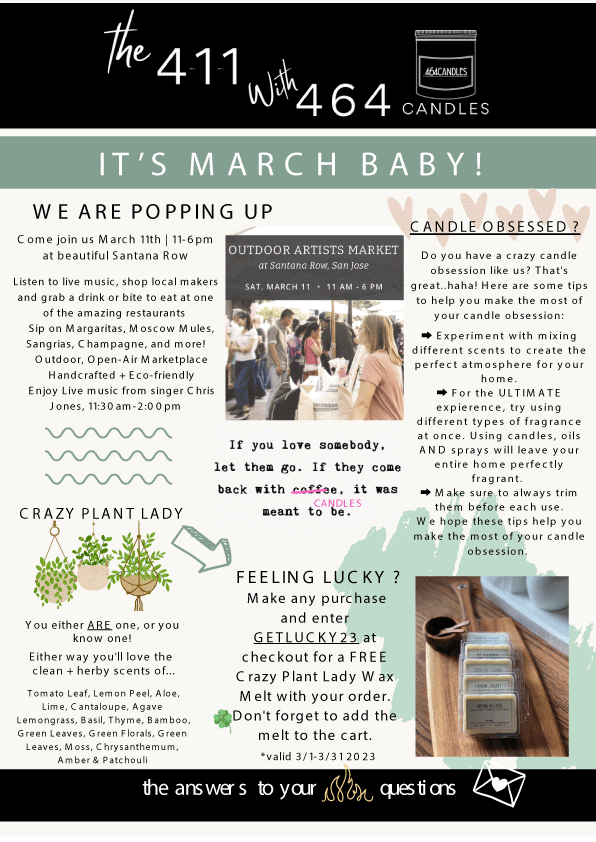 to our NEWsletter! 464 Candles + Home Fragrance