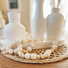 Load image into Gallery viewer, Handmade Natural Wood Beaded Garland 6 Ft - Natural  |  Beige